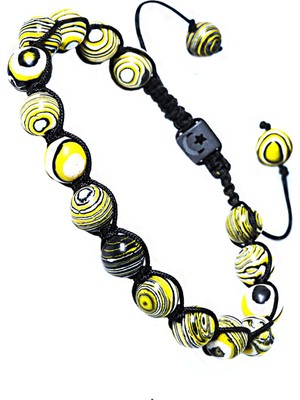 UltraMint Doğal Sarı Malahit Makrome Bileklik, Sertifikalı ve Şık Takı