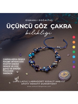 UltraMint Enerji Dengeleyici Üçüncü Göz Çakra Bileklikleri, Doğal Taşlar ve Makrome Kapama