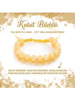 UltraMint Doğal Kalsit 8mm Çift Sıra Makrome Bileklik, Zarif ve Şık Tasarım