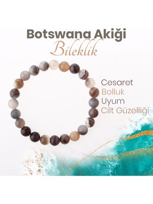 UltraMint Doğal Bostwana Akik Taşlı 8mm Bileklik, Şıklığa Zarif Dokunuş