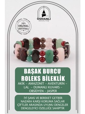 UltraMint Doğal Taş Başak Burcu Roleks Bileklik, Şık ve Enerjik Tasarım