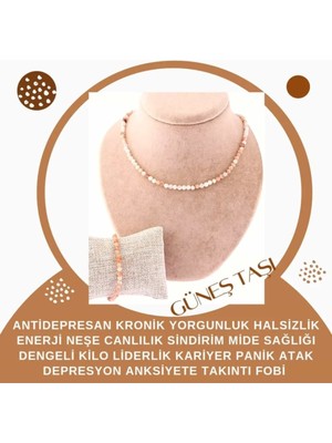 UltraMint Güneş Taşı Kolye ve Bileklik Takımı, Enerji ve Canlılık Hissi