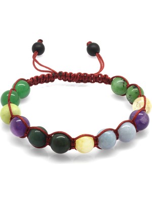 UltraMint Doğal Taşlı Makrome Örgülü Şifa Bileklik, Renkli ve Şık Tasarım