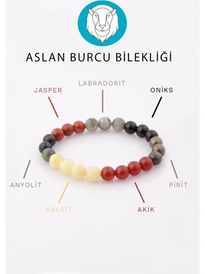UltraMint Doğal Taş Bileklik, Aslan Burcu, 8 mm Küre Kesim, Şık Takı