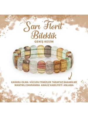 UltraMint Doğal Sarı Florit Taşlı Geniş Kesim Bileklik, Şıklık ve Zarafet Için