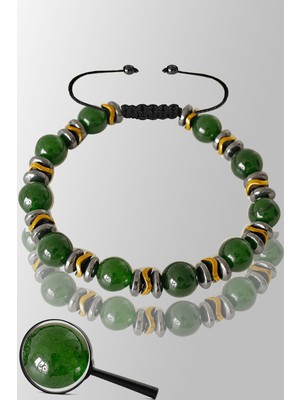 UltraMint Doğal Yeşim Taşı Bileklik, Sertifikalı, Ayarlanabilir, Şık Takı