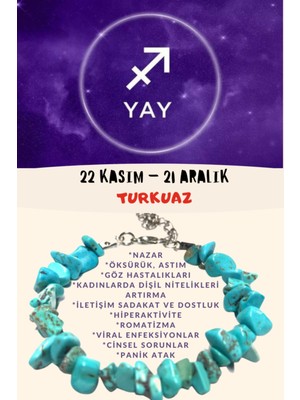 UltraMint Turkuaz Taşı Yay Burcu Sertifikalı Bileklik, Zarif ve Enerji Dolu Takı