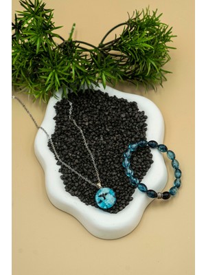 UltraMint Parlayan Reçine Bulut Kolye ve Okyanus Bileklik Seti, Şıklık ve Işıltı