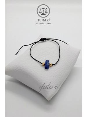 UltraMint Doğal Lapislazuli Burç Taşı Bileklik, Makrome Örgü, Altın Kaplama