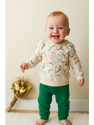 Nikuby Tuembaby %100 Cotton Kumaş  Unisex Beli Lastikli  2 Parça  Alt-Üst  Takım