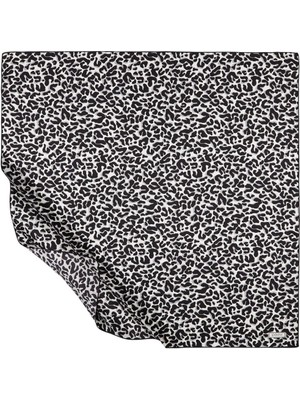 Ipekevi Leopar Desenli Ipek Eşarp 01164-SIYAH