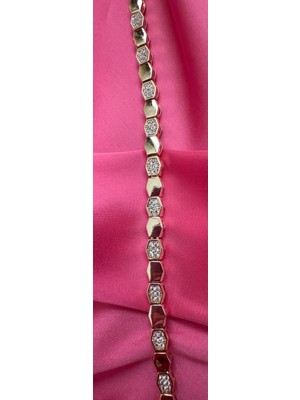 UltraMint Altıgen Taşlı Şık Gold Bileklik, Zarif ve Modern Takı Tasarımı