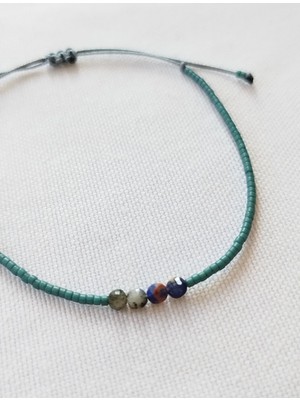 UltraMint Sodalit Doğaltaşlı Makrome Erkek Bileklik, Ayarlanabilir ve Suya Dayanıklı