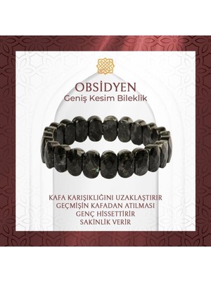 UltraMint Doğal Golden Obsidyen Taş Geniş Kesim Bileklik 20-21CM