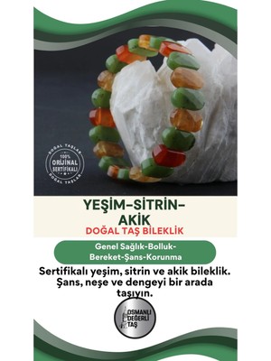 UltraMint Doğal Taş Roleks Bileklik, Yeşim Sitrin Akik Sertifikalı, Şık Aksesuar