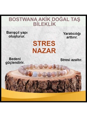 UltraMint Doğal Bostwana Akik Taşlı 6mm Bileklik, Sertifikalı ve Şık Tasarım