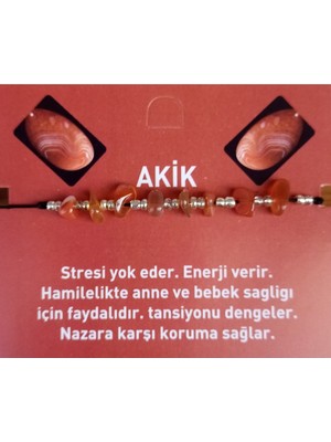 UltraMint El Yapımı Doğal Akik Taşlı Ayarlanabilir Bileklik Koleksiyonu