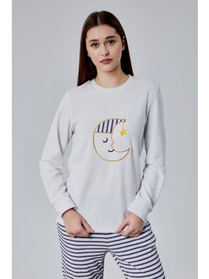 Moon Cover Mooncover Kadın Ay Dede Nakışlı Cepli Yılbaşı Pijama Takımı – Sevgili Kombinli, Karamelanj