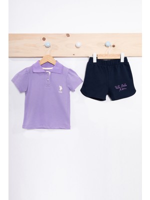 U.S. Polo Assn. Classic Lila Kız Bebek Yakalı Takım