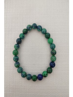 UltraMint 8mm Azurit Doğaltaş Bileklik, Sertifikalı, Şık ve Doğal Takı