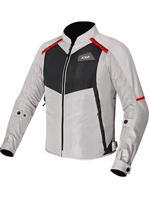 LS2 Breeze Yazlık Motosiklet Montu Gri-Siyah-Kırmızı Nefes Alabilen Polyester 4XL