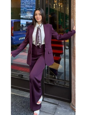 Blazer Takım Elbise Tek Düğme Ceket Pantolon