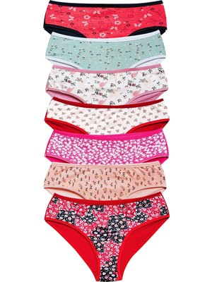 Miray Life Pamuklu Geniş Kenarlı Likralı Desenli Bato Kadın Külot 7'li Paket