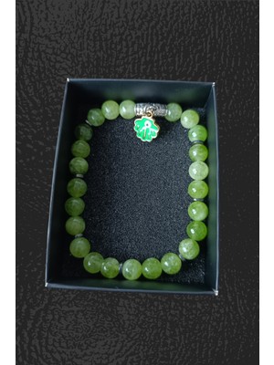 UltraMint Unisex Peridot Zebercet Doğal Taş Zeytin Renkli Bileklik