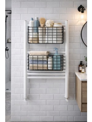 Karteya 1.kalte Dolap Içi Kanguru Raf Çelik Sepet Askılı Raf Siyah