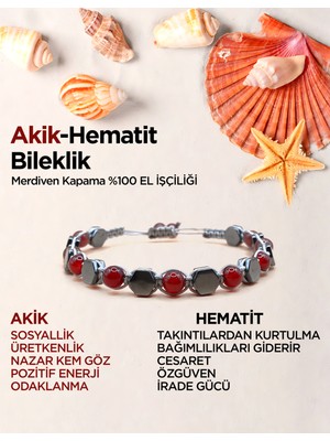 UltraMint Kırmızı Akik Hematit Bileklik, Şık ve Enerji Dolu Takı