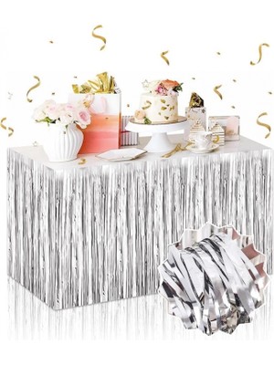 Gümüş Metalize Masa Eteği 275X75 cm – Kendinden Yapışkanlı