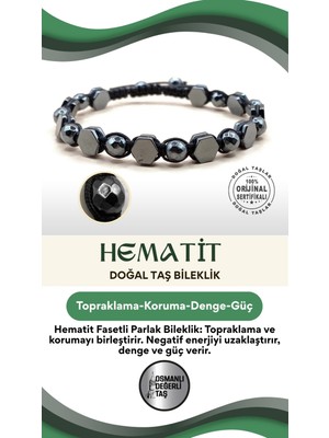 UltraMint Fasetli Hematit Doğal Taş Bileklik, Şık ve Parlak Takı Tasarımı