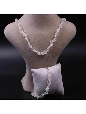 UltraMint Doğal Kristal Kuvars Taşı Kırık Olmayan Kolye ve Bileklik Seti