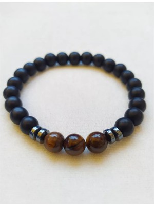 UltraMint Doğaltaş Kaplangozu Kombinli Unisex Bileklik, Şık ve Doğal Tasarım