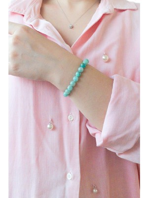 UltraMint Doğal Amazonit Taşlı Unisex Boğaz Çakrası, Başak Burcu Uyumlu Bileklik