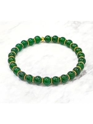 UltraMint Yeşil Jade Doğal Taşlı Elegant Bileklik, Bolluk ve Şifa Şansı