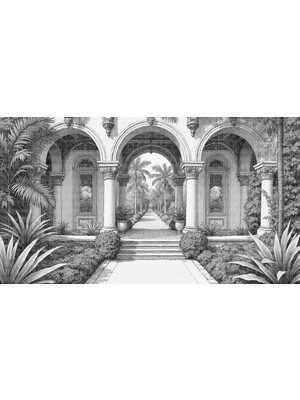 Arterior Wallpaper Sütunlar Çiçekler Desenler 14 Poster Duvar Kağıdı