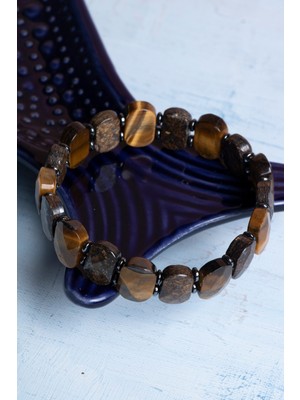 UltraMint Doğal Kaplan Gözü ve Bronzit Taşlı Şık Bileklik, Enerji ve Zarafet