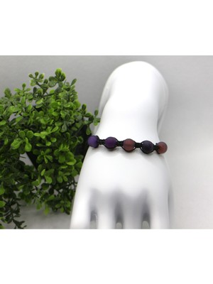 UltraMint Doğal Ametist Taşı Mat Makrome Örgü Bileklik, Şık ve Zarif Tasarım