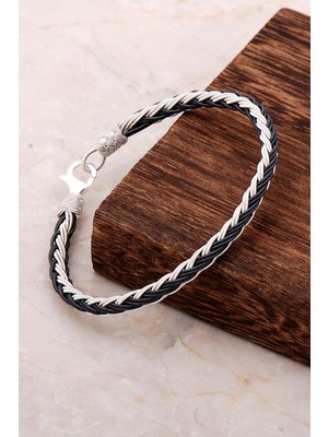 UltraMint El Sarması Kazaziye Işlemeli Gümüş Erkek Bileklik, Şık ve Zarif Takı