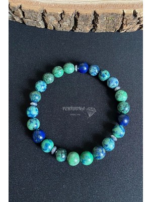 UltraMint Doğal Azurit Taşı Bileklik, Şifa ve Pozitiflik Için Uygun