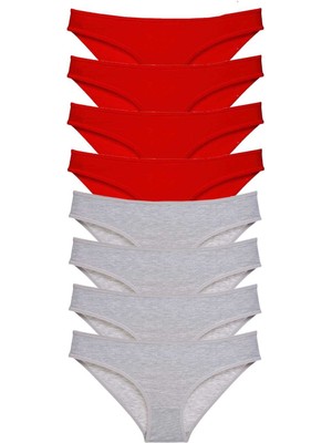 Miray Life 8 Adet Süper Eko Set Likralı Kadın Slip Külot Kırmızı Gri
