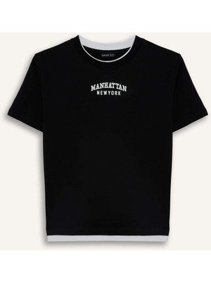 DeFacto New Regular Fit Bisiklet Yaka Baskılı Kısa Kollu Tişört Erkek Çocuk G7150A826SM