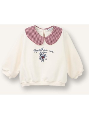 DeFacto Regular Fit Büyük Yaka Floral Kalın Sweatshirt Kumaşı Sweatshirt Kız Bebek G8154A526SP