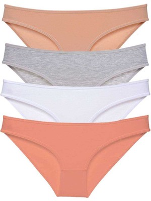 Miray Life 4 Adet Süper Eko Set Likralı Kadın Slip Külot Ten Gri Beyaz Pudra