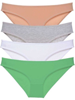 Miray Life 4 Adet Süper Eko Set Likralı Kadın Slip Külot Ten Gri Beyaz Yeşil