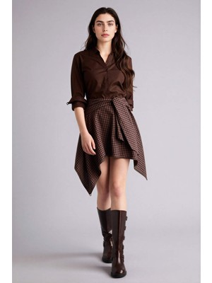 DeFacto Asimetrik Kareli Flanel Etek G7871AX26SP