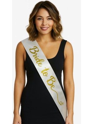 Ttt Beyaz Saten Üzerine Italik Altın Bride To Be Kuşağı