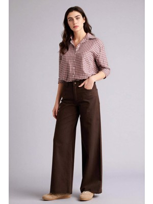 DeFacto %100 Pamuk Wide Leg Normal Bel Gabardin Pantolon E4381AX26SP