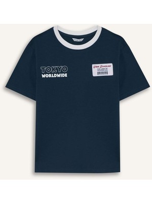 DeFacto New Regular Fit Bisiklet Yaka Baskılı Kısa Kollu Tişört Erkek Çocuk G7470A826SM